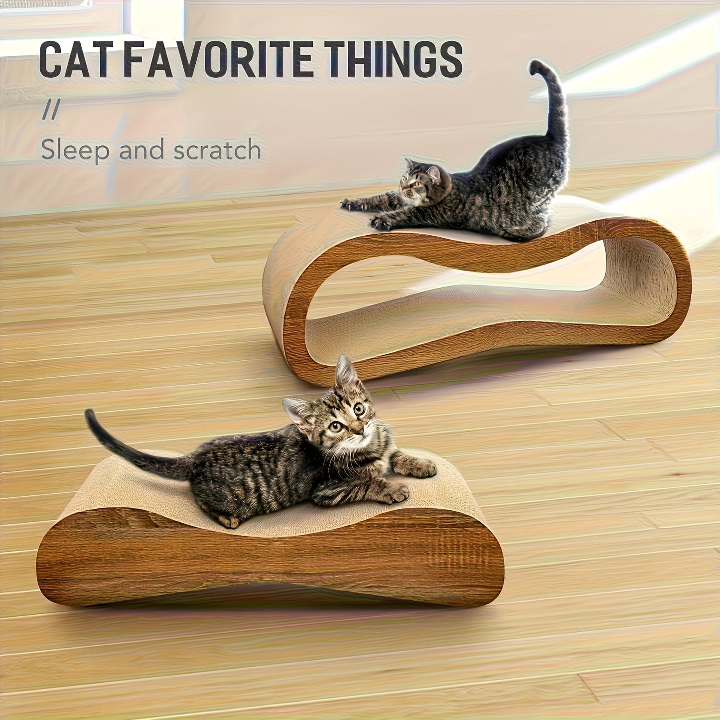 Two In One Cat Scratching Board And Resting Bed Double Sided
