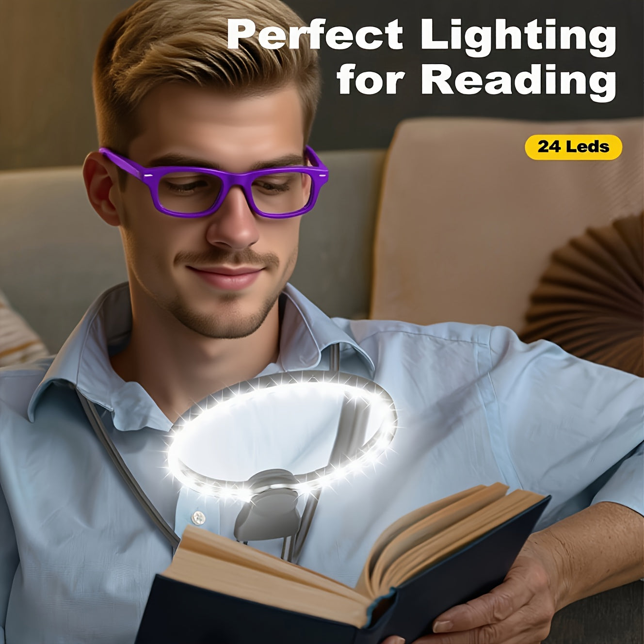 Hands Free Magnifying Glass With Lighting For Reading Books Sewing Cross Stitch Neck Mounted Large Magnifier