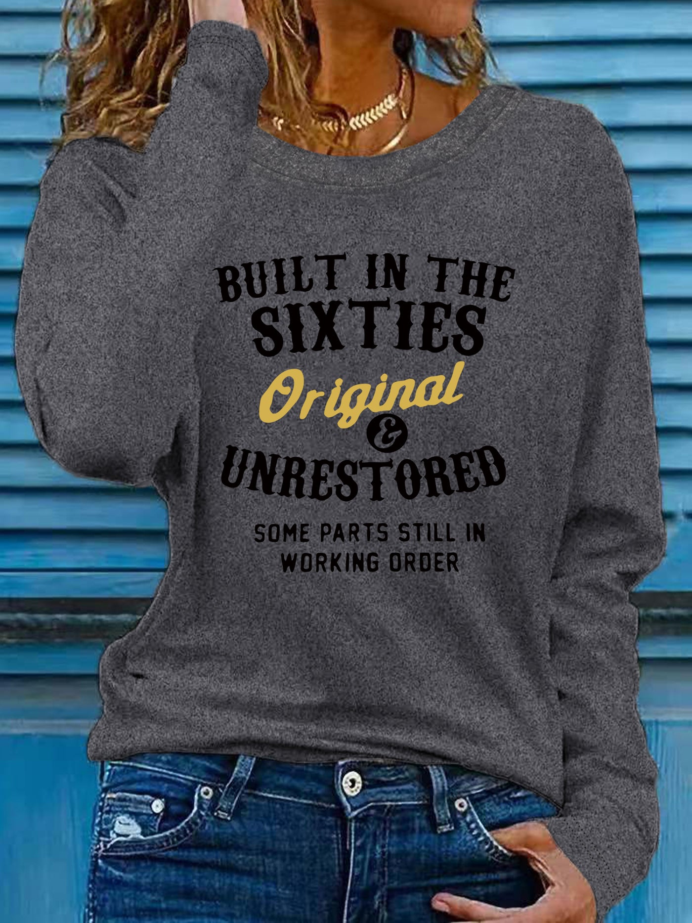 Womens Stretchy Polyester Blend Long Sleeve Crew Neck Tee