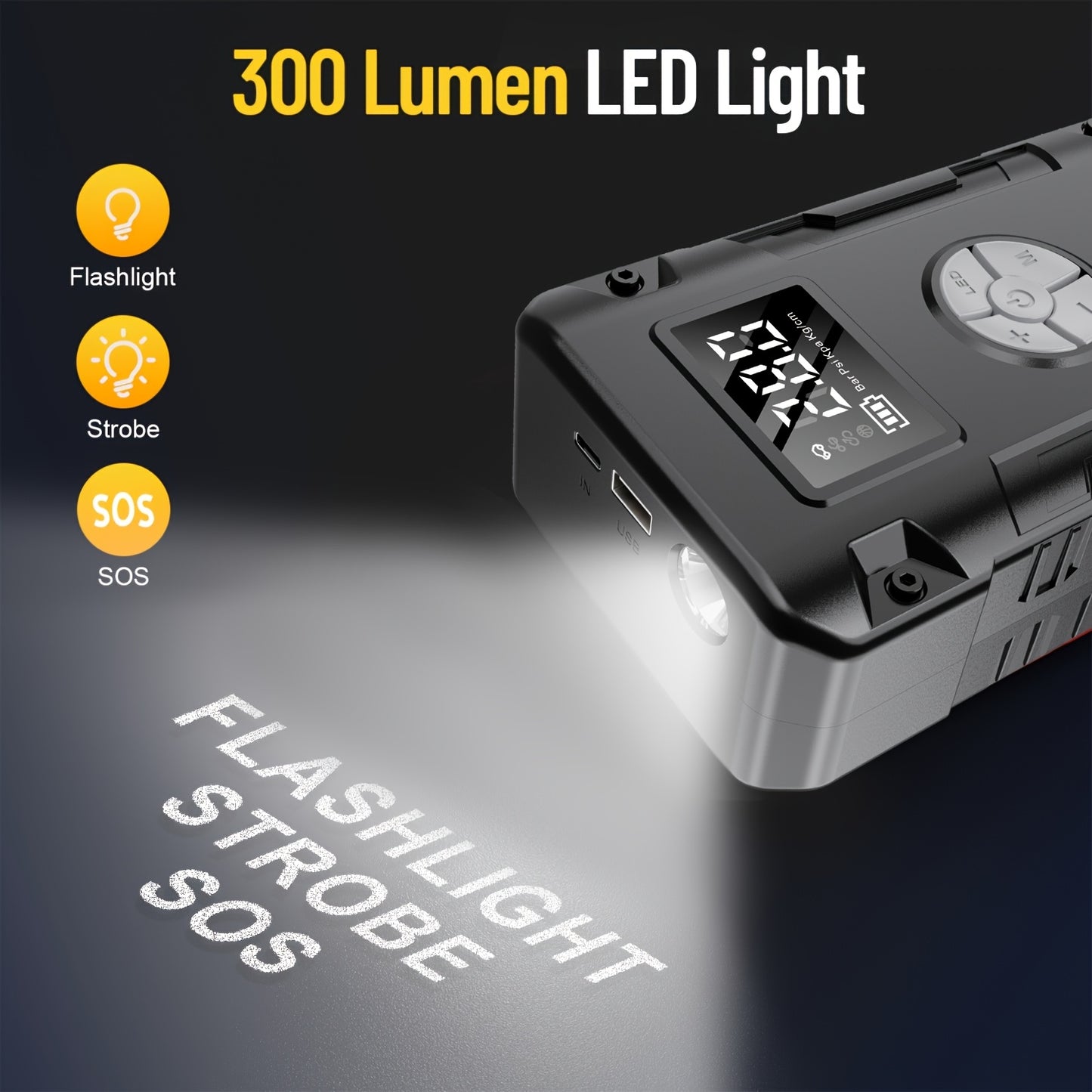 9000A 7 In 1 Emergency Jump Starter With Air Pump Portable