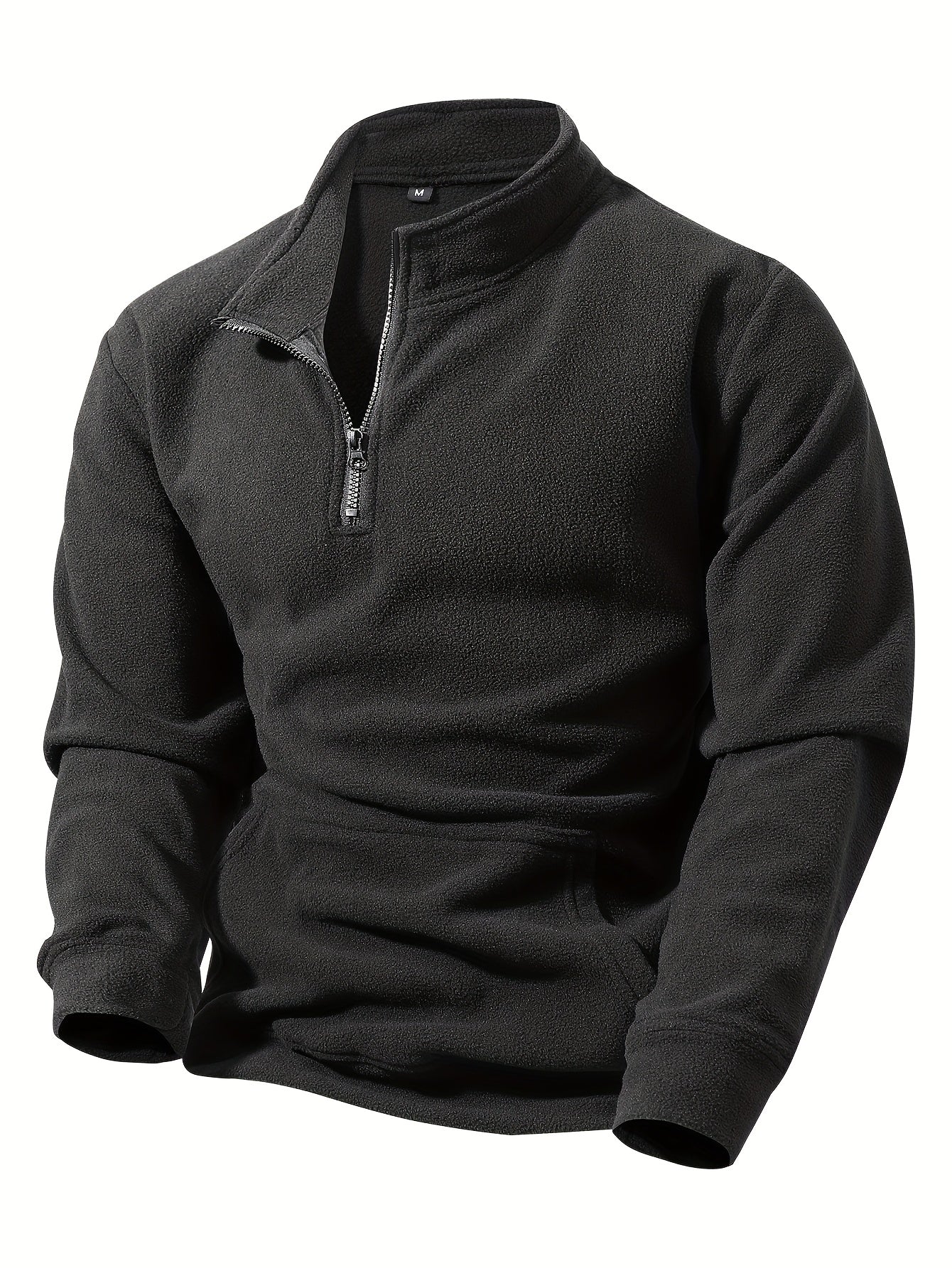 Mens Warm Breathable Half Zip Fleece Sweatshirt Black