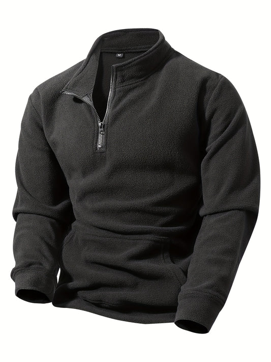 Mens Warm Breathable Half Zip Fleece Sweatshirt Black