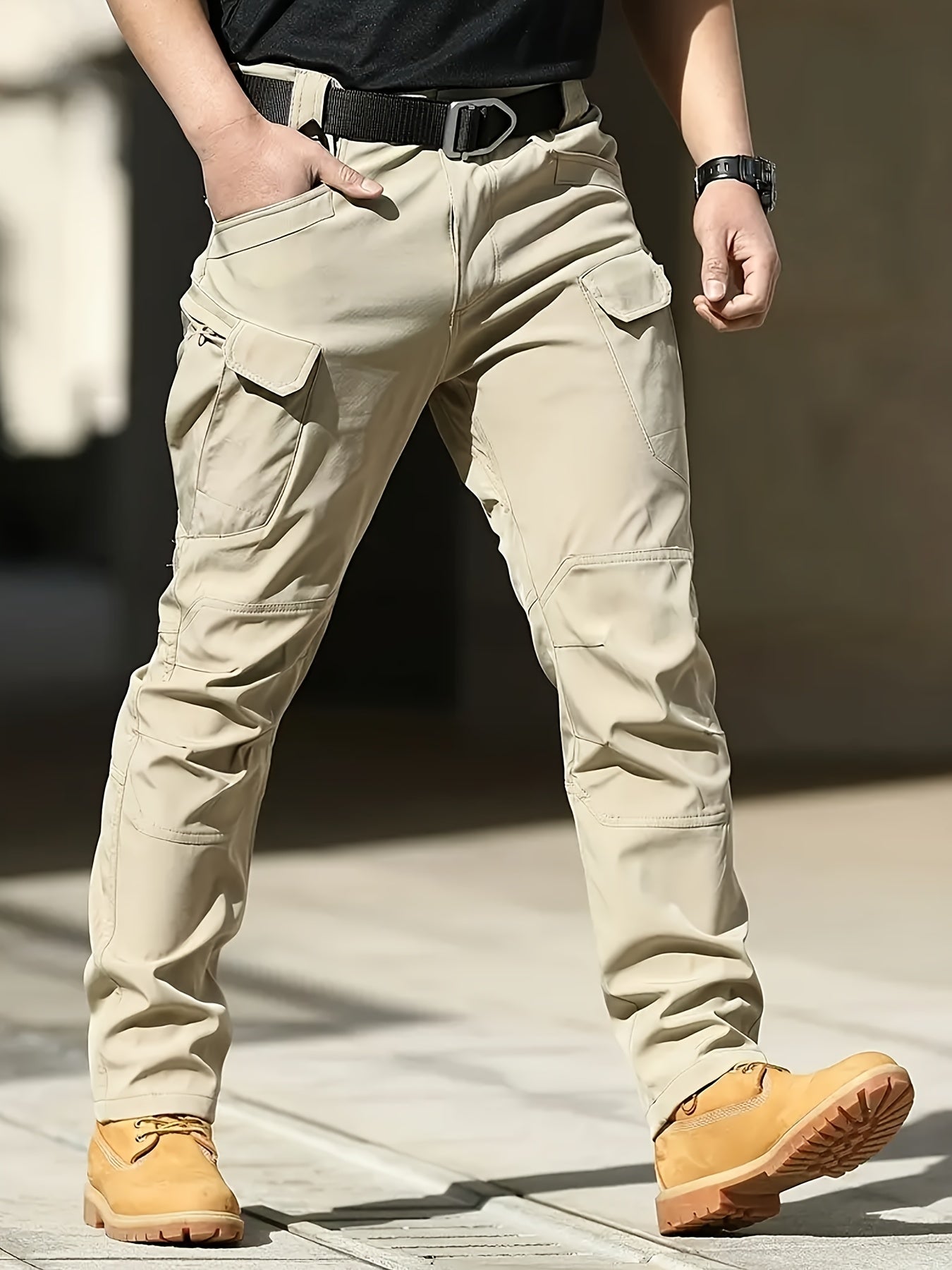 Mens Tactical Multi Pocket Stretch Pants Olive Green