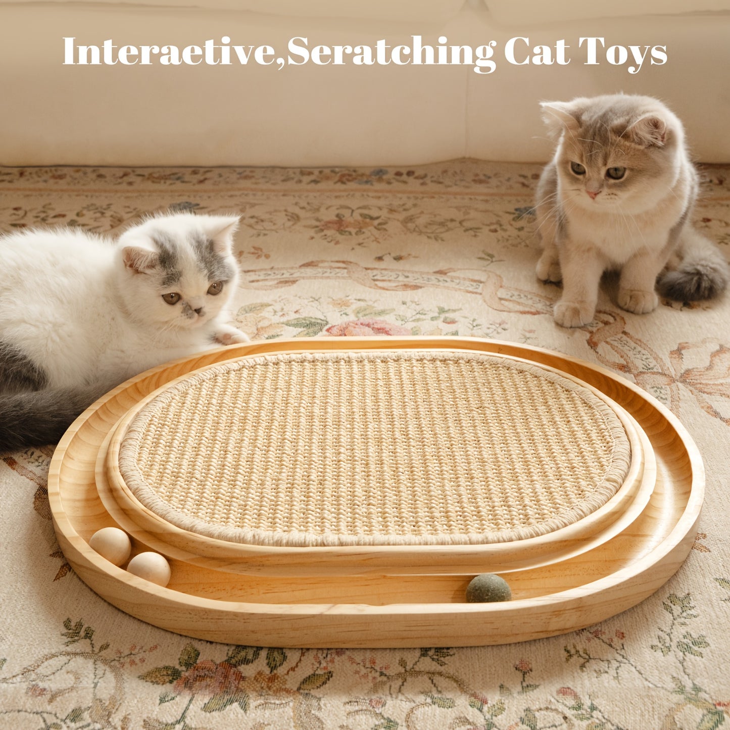 Sisal Cat Scratcher Toy With Ball Track For Indoor Cats