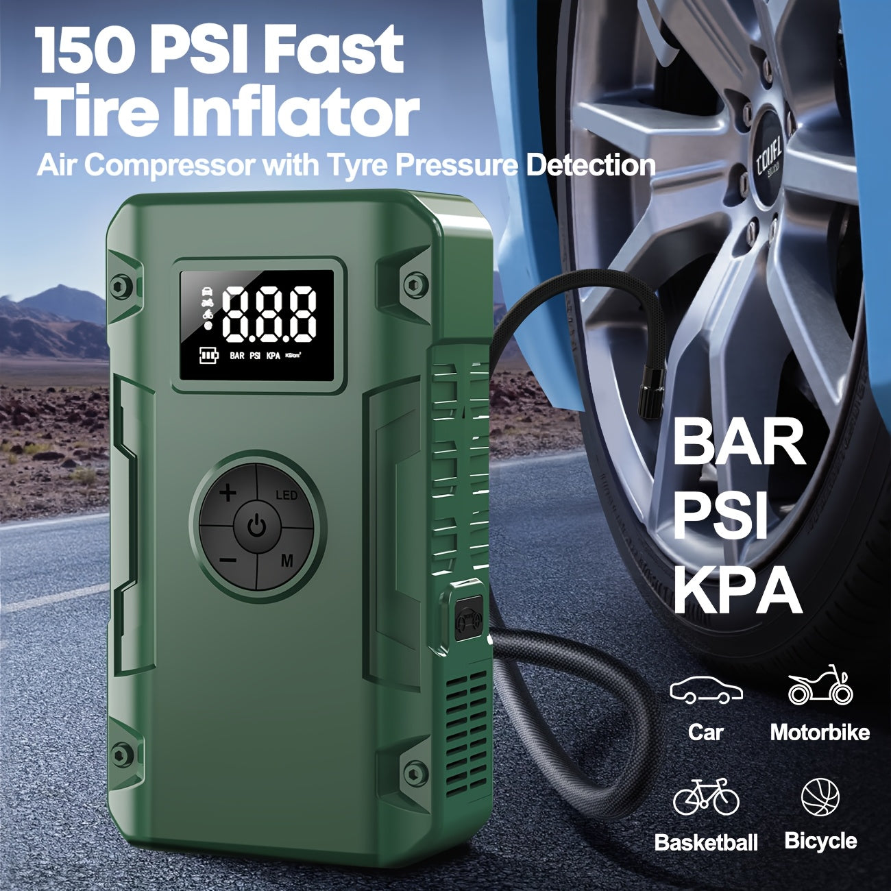 9000A 7 In 1 Emergency Jump Starter With Air Pump Portable