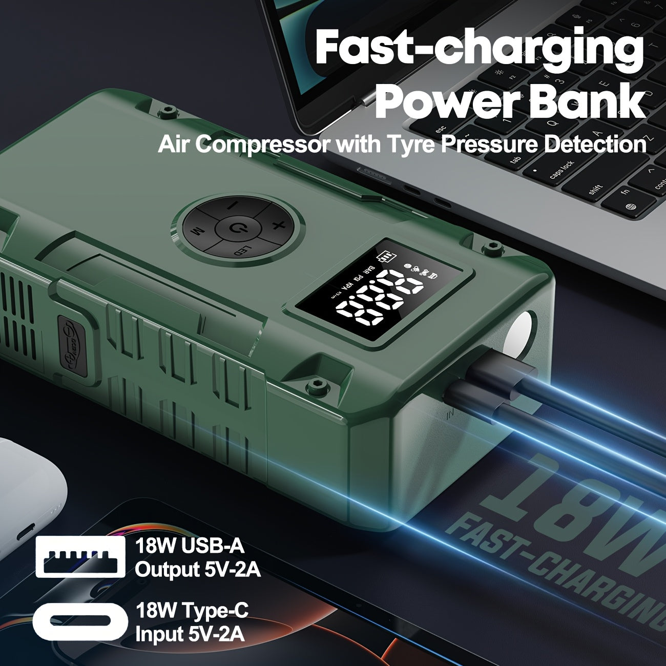 9000A 7 In 1 Emergency Jump Starter With Air Pump Portable