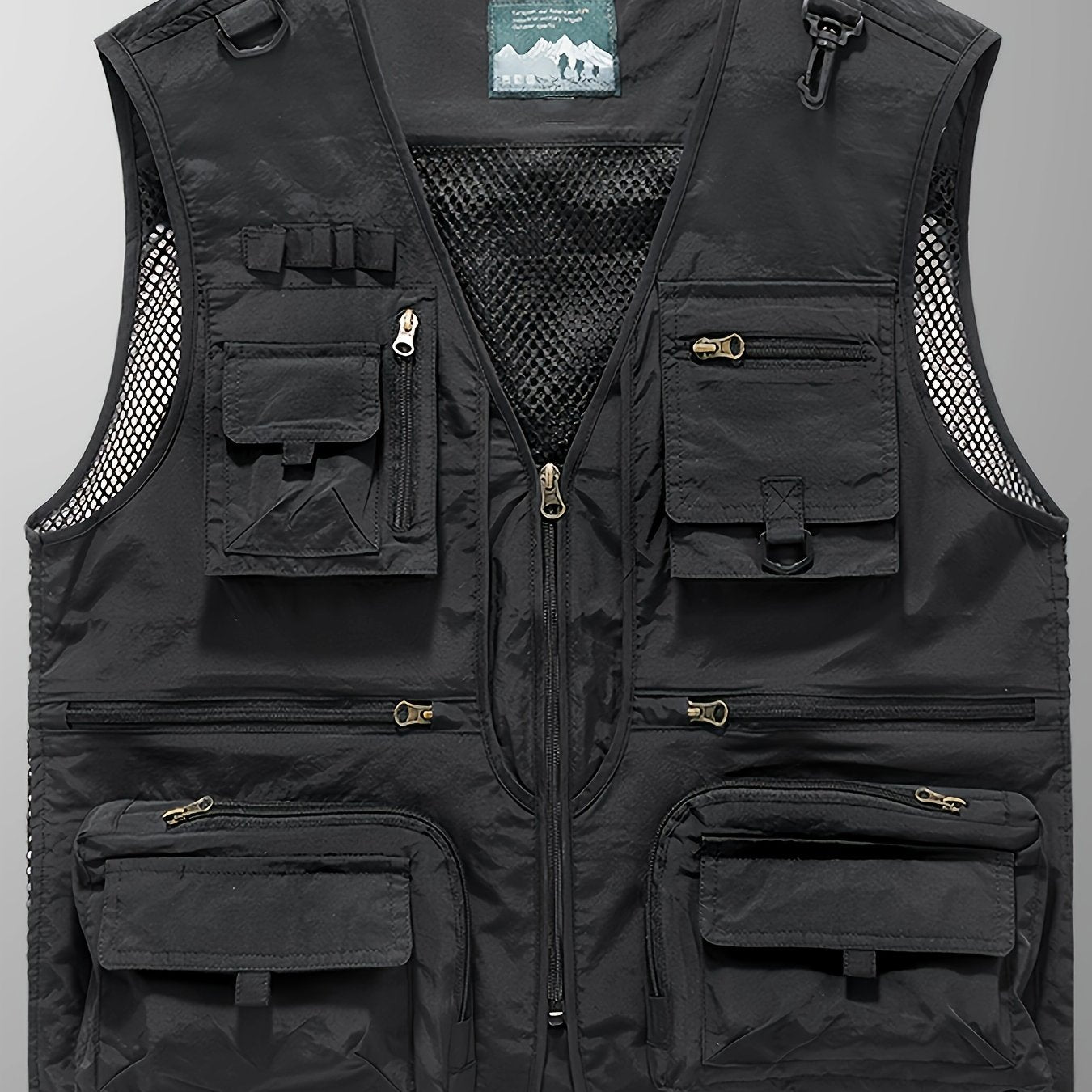 Men's Breathable Nylon Vest Zippered Pockets Mesh Back