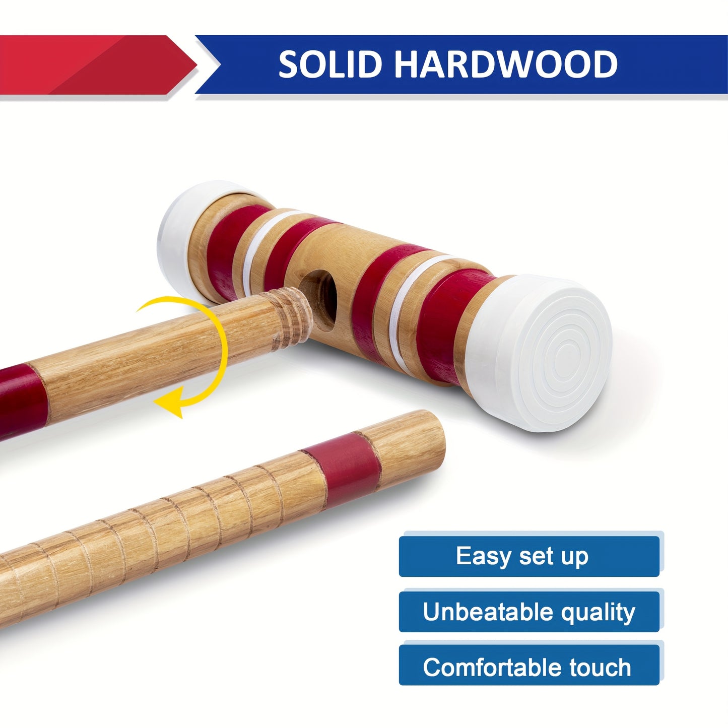 6 Player Croquet Set With Wooden Mallets And Colored Balls In A Sturdy Carrying Bag For Lawn Backyard Park And Friends