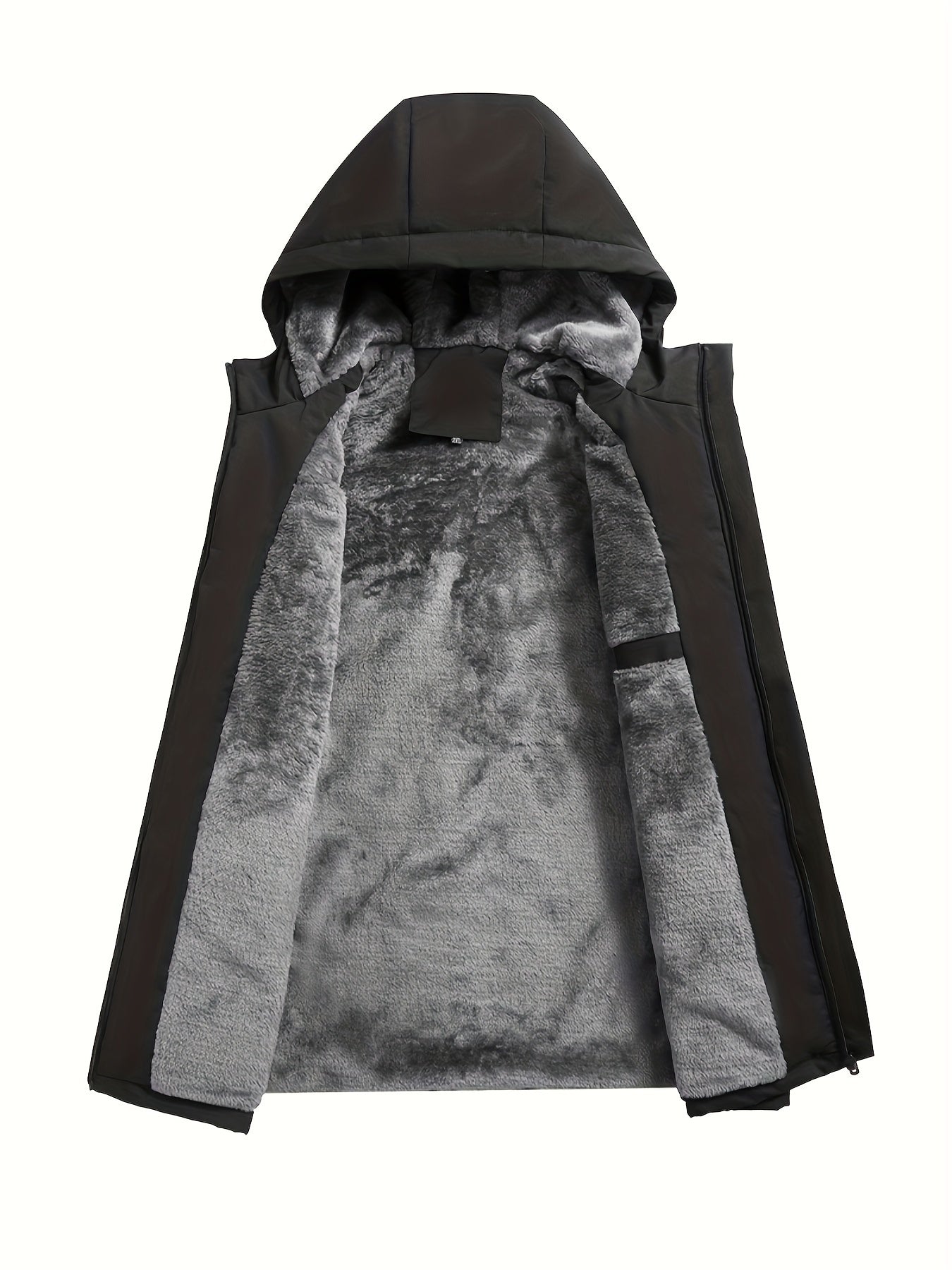 Mens Hooded Fleece Lined Winter Jacket Windproof Outdoor