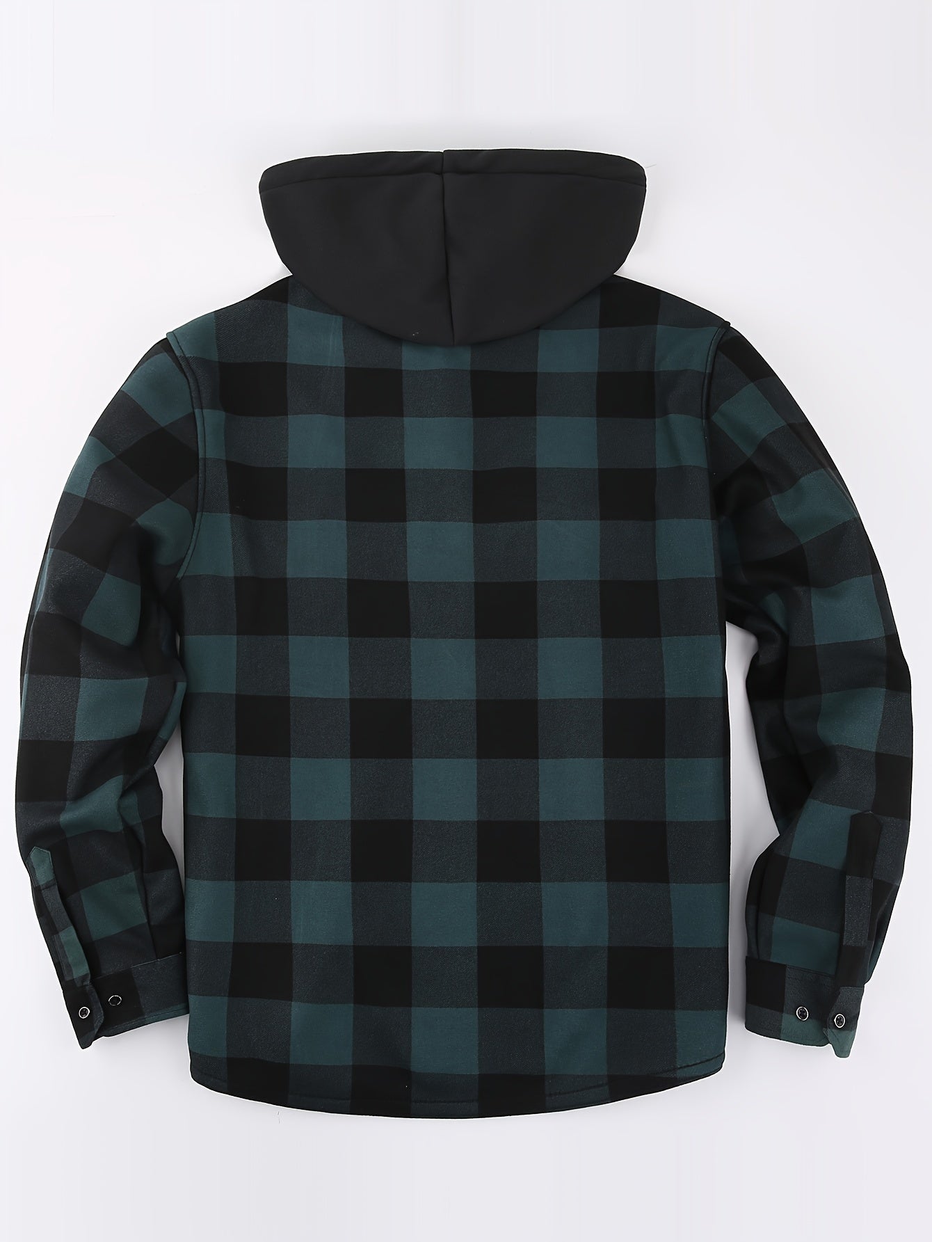 Mens Hooded Plaid Shirt Jacket Winter Thickened Coat