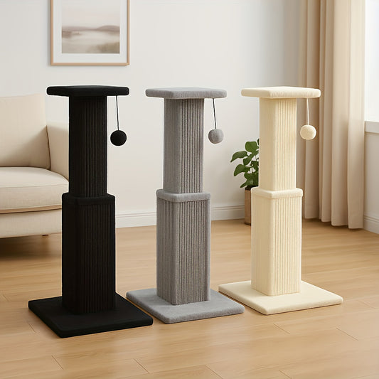 Durable Cat Tower Multi Level Cat Tree With Scratching Posts And Hanging Balls Grey And Black 18.9 Inch Wide