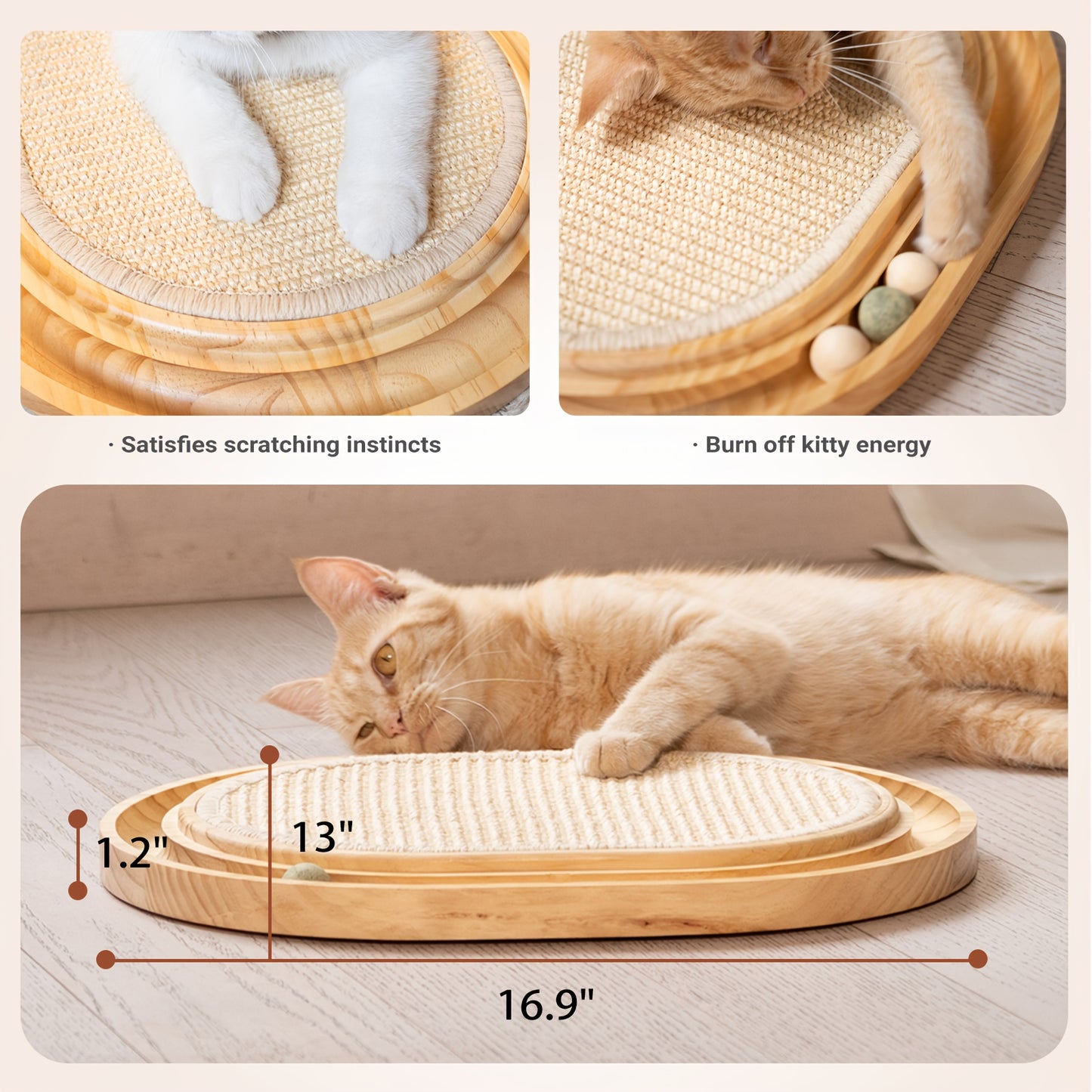 Sisal Cat Scratcher Toy With Ball Track For Indoor Cats