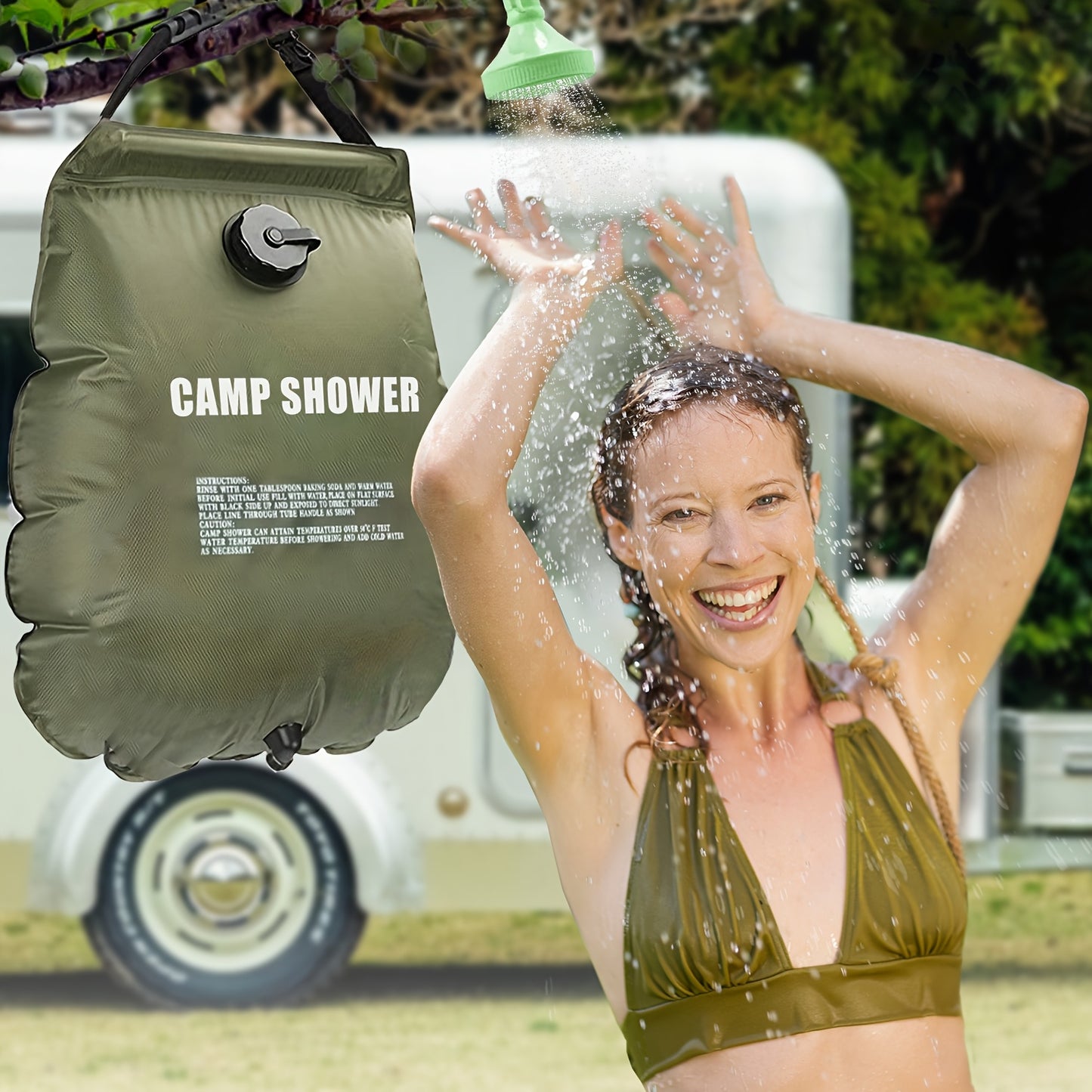 Portable 5 Gallon Camping Shower Bag With Detachable Hose