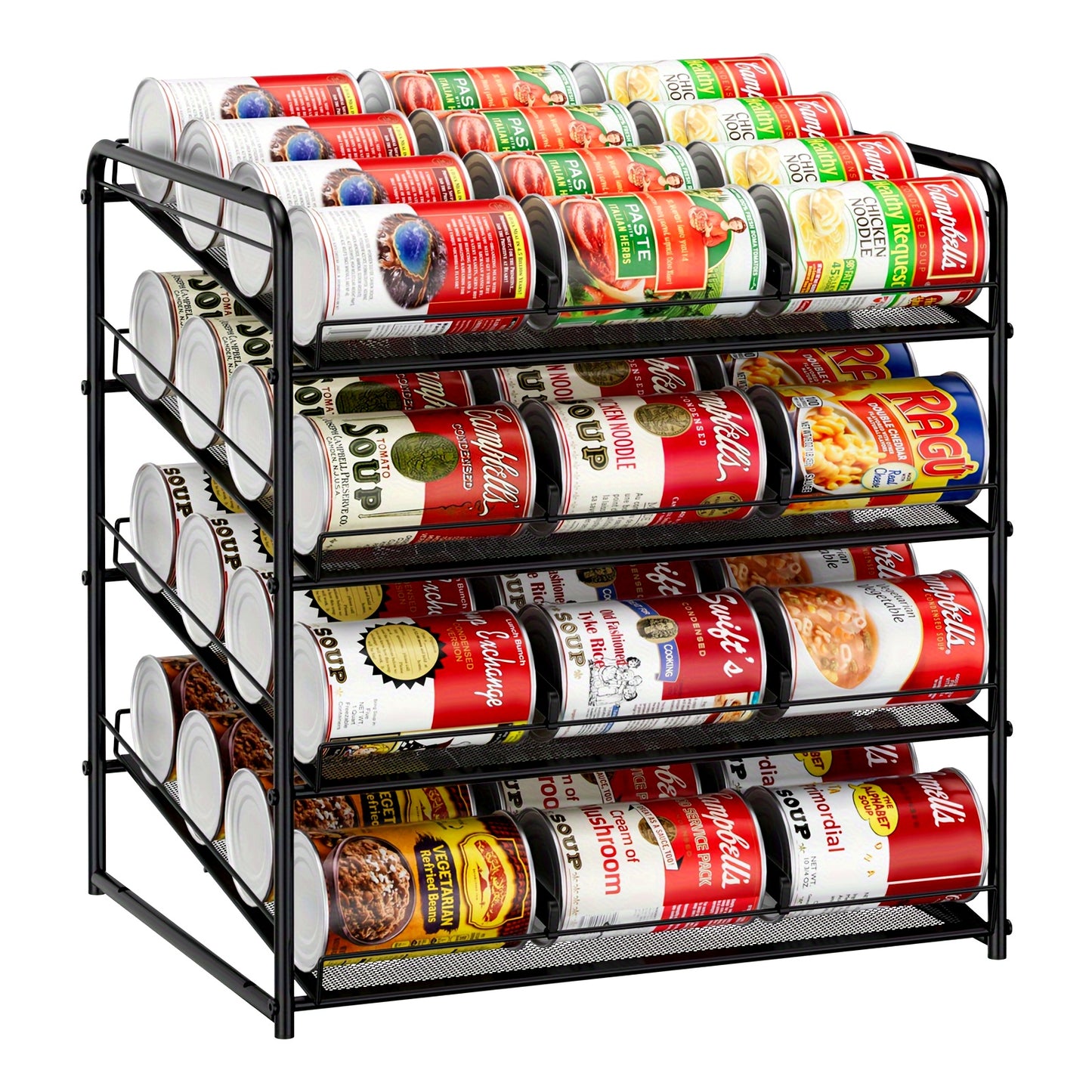 Large Capacity Metal Wire Can Holder With Adjustable Dividers For Pantry And Kitchen Cabinets Holds 84 Cans