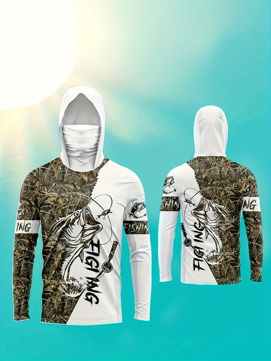 Camouflage UPF Mens Hoodie Lightweight Breathable Hiking