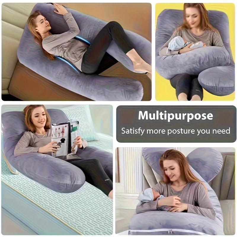 Ergonomic U Shaped Pregnancy Pillow For Back, Leg And Abdominal Support, Adjustable, Soft Fabric, Machine Washable