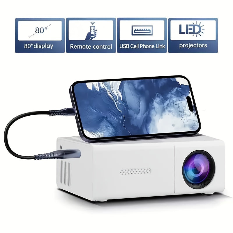 Portable Mini Projector With Remote For iOS Android Windows
