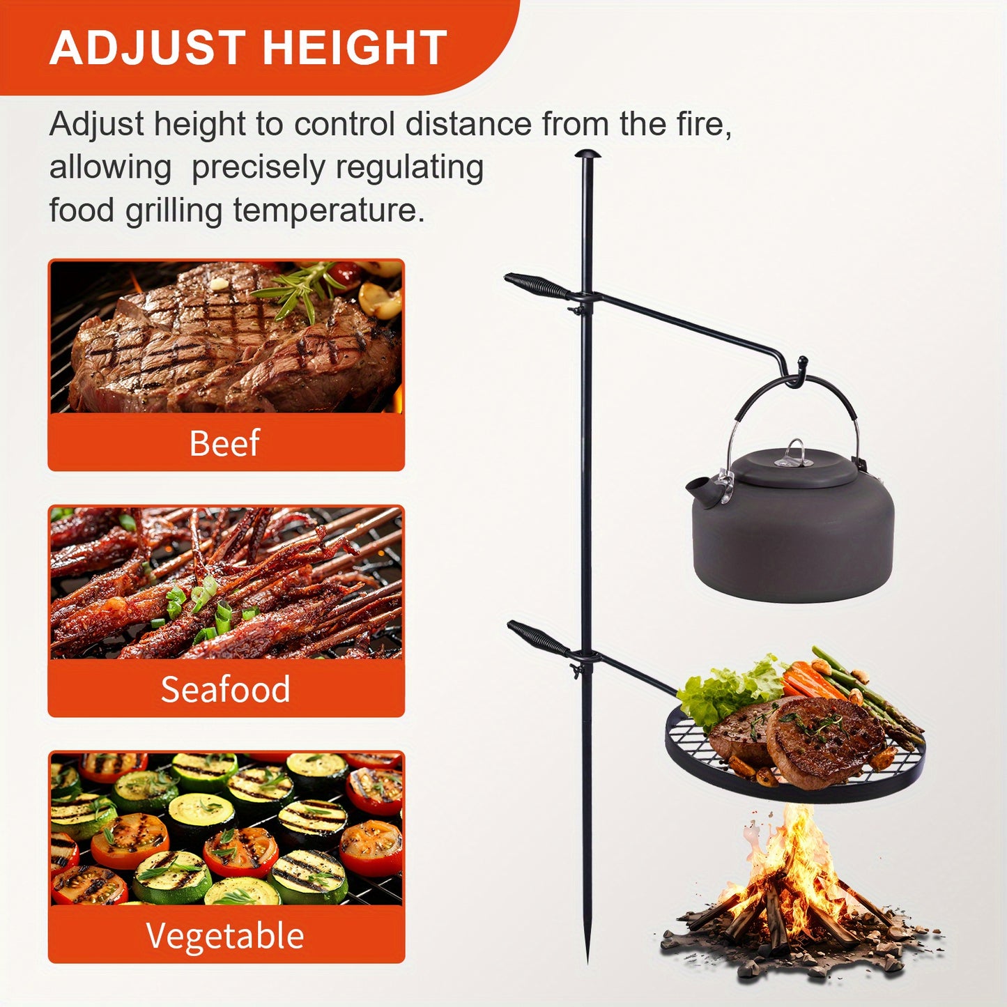 Matladin Portable Camping Grill Rotating Height Adjustable