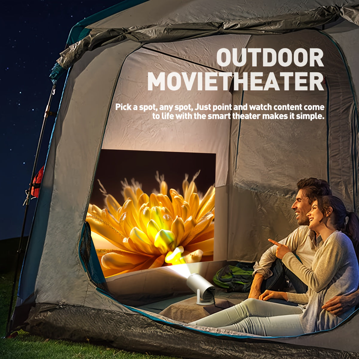 Portable 1080P Smart Projector With Built In Speaker Netflix