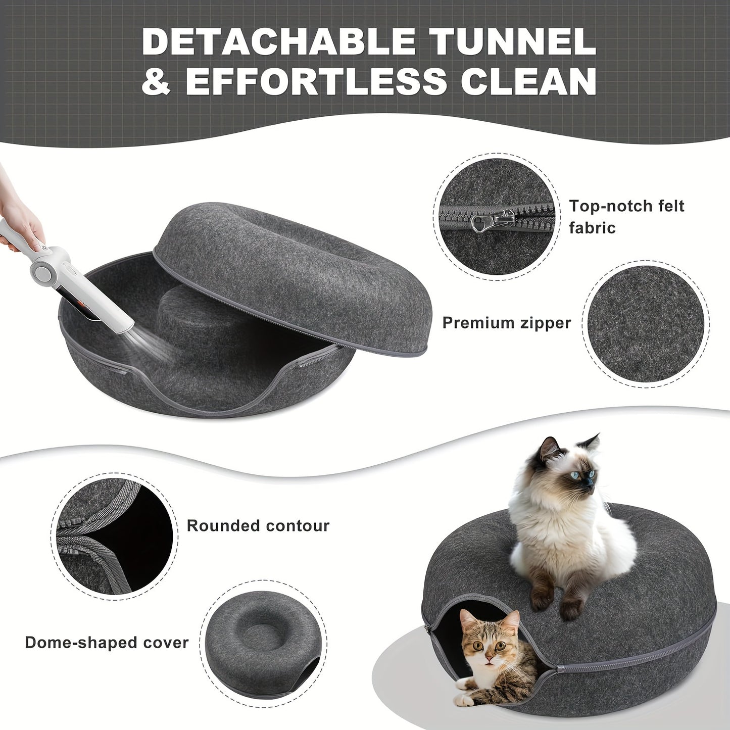 Scratch Resistant Peekaboo Cat Cave Indoor Bed Donut Tunnel