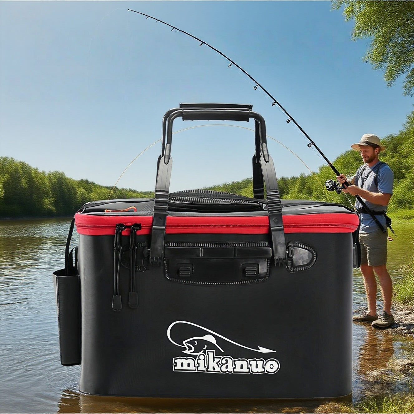 Foldable EVA Fishing Bucket Portable Live Fish Storage