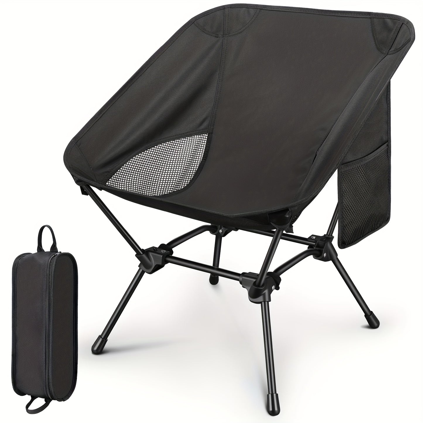 CVLIFE Camping Chair Portable Folding Backpacking Chair For Outdoor Hunting Fishing Hiking Black